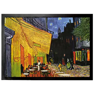 1art1 Vincent Van Gogh Terrasse des Cafés An Der Place Du Forum In Arles Am Abend, 1888 Fußmatte Dekomatte Innenbereich | Design Türmatte 70x50 cm
