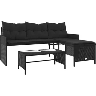 vidaXL Gartensofa in L-Form Loungesofa schwarz