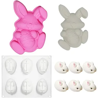 Kuchenform 3D Osterhase, Silikonform, 30x20 cm, 7 Teile, BPA-frei, Antihaftbeschichtung