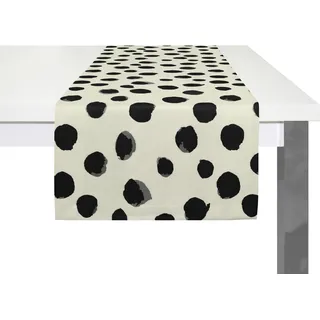 Tischläufer ADAM "Dots" Tischdecken Gr. B/L: 50 cm x 150 cm, rechteckig, schwarz (natur, schwarz) Tischläufer nachhaltig aus Bio-Baumwolle,Made in Germany