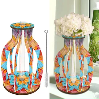 CXINLky Diamond Art Painting Blumenvase, Kreativ Diamond Art Mandala Reagenzgläser mit Bürste, Reagenzglas Vase für Hydrokultur Pflanzen, Tisch Hause Büro Wohnzimmer Deko-04-Mandala