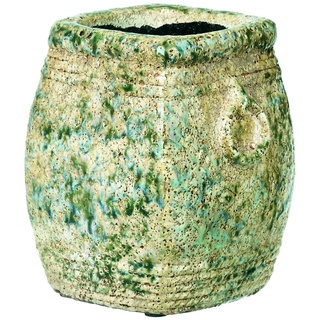 Blumenkübel Gartendeko Keramik Vase Antik Shabby Steinoptik H 15 cm Eckig