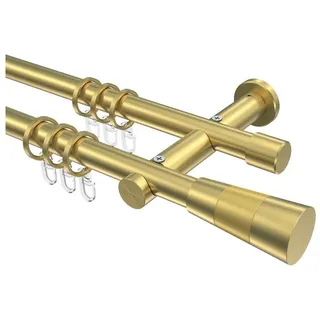 INTERDECO Gardinenstange Platon Tanara, Ø 20 mm, 2-läufig, Wandmontage, Messing-Optik goldfarben Ø 20 mm x 240 cm