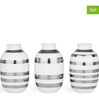 Kähler 3er-Set: Vasen "Omaggio" in Weiß - (H)8 cm
