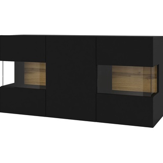 Sideboard HELVETIA "Ava" Sideboards Gr. B/H/T: 120 cm x 62 cm x 35 cm, schwarz/schwarz, 3, braun (schwarz matt, eichefarben votan) Sideboards