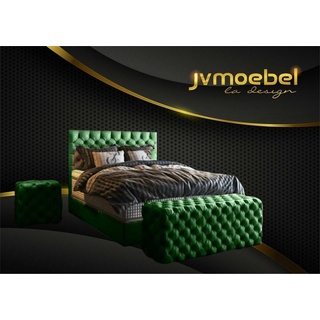JVmoebel Bett, Luxus Bett Boxspringbett Schlafzimmer Betten Design Möbel Samt grün