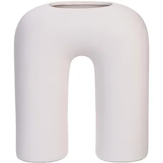 QUVIO Vase, Dekorative Blumenvase, Vase für künstliche Blumen, Vase für getrocknete Blumen, Vase in U-Form, Keramikvase, Skandinavische Vase (Weiß)