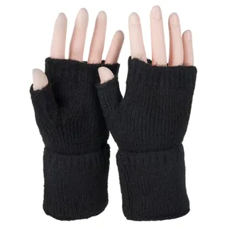 styleBREAKER Fingerlose Strickhandschuhe in Schwarz | Gr.: onesize