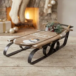 Weihnachts Tischdeko Schlitten Hängedeko Holz XL  50cm Weihnachten Winter Deko