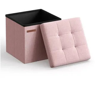 SONGMICS Sitzhocker kleine klappbare Sitzbank, für Wohnzimmer Schlafzimmer Schlafsaal (1 St), mit Stauraum, 30 x 30 x 30 cm, Aufbewahrungsbox, bis 130 kg belastbar rosa 30 cm x 30 cm x 30 cm
