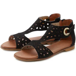 Sandale LASCANA Gr. 36, schwarz Damen Schuhe Strandschuhe Sandalette, Sommerschuh aus hochwertigem Leder mit Cut-Outs Bestseller