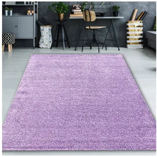 TeppichHome24 Teppich Hochflor-Teppich in Flieder, rechteckig, Höhe: 30 mm lila rechteckig | 120 cm x 170 cm x 30 mm
