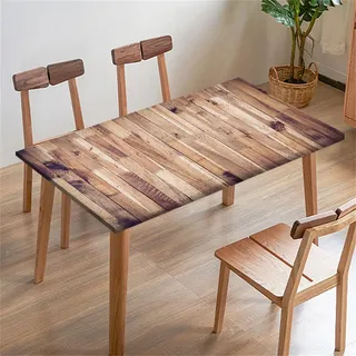 Morbuy Rechteckige Elastische Tischdecke, Holzbrett Drucken wasserdichte Gartentischdecken Quadratisch Angepasste Tischdecke Abwischbar Tischdecken Tischtuch Tischschutz (110x110cm,Vintage-Stil)