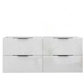 Aica Sanitär Waschtisch Glänzend Unterschrank Badmöbel Badschrank Gäste-WC ohne Waschbecken weiß 120 cm