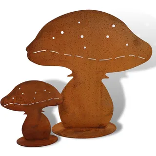 Rostikal Herbst Deko Garten Pilz Set 30 und 15 cm hoch Gartendeko Rost Pilze Herbstdeko