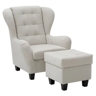 Home Affaire Alexander Microfaser 92 x 93 x 103 cm grau inkl. Hocker