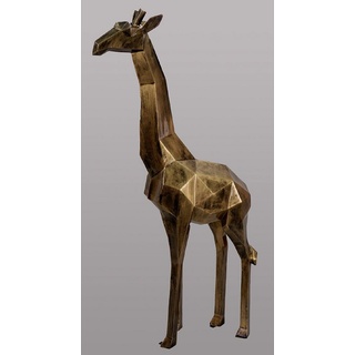 Casa Padrino Luxus Designer Deko Skulptur Giraffe Antik Gold H. 200 cm - Riesige Gartenskulptur - Lebensgroße Skulptur - XXL Deko Skulptur - XXL Deko Figur - XXL Tierfigur