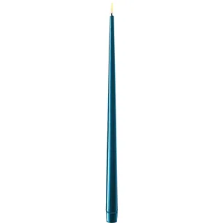 Deluxe Homeart LED Stabkerze mit Lack Real Flame 2er Set, Ø2,2 cm x H 38 cm, 2er Set, petrol