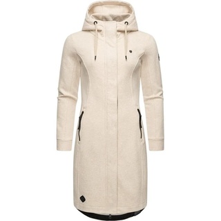 Ragwear Damen Leichter Sweat Übergangsmantel lang windabweisend mit Kapuze Letti Long Beige Melange Gr. XXL - XXL