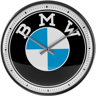 Nostalgic-Art Retro Wanduhr, Ø 31 cm, Original Lizenzprodukt (OLP), BMW – Logo – Geschenk-Idee für BMW Accessoires Fans, Große Küchenuhr, Vintage Design