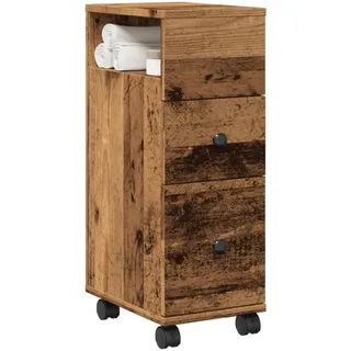 JHQHSM Badschrank Schmal mit Rollen, Aufbewahrungsschrank Badezimmerschrank Schubladenschrank Sideboard Geeignet für Schlafzimmer Wohnzimmer Küche Badezimmer Altholz-Optik Holzwerkstoff