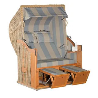 SonnenPartner Strandkorb Classic 2-sitzer Halbliegemodell Marone/grau Mit Sonderausstattung - Sonnenpartner