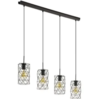 EGLO Pendelleuchte Estevau, 4 flammige Hängelampe Vintage | Hängeleuchte aus Metall in Dunkel-Braun, Esstischlampe, Wohnzimmerlampe hängend mit E27 Fassung, L 97,5 cm