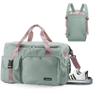 Feelhap Sporttasche Damen Herren 42L Reisetasche Groß Sporttasche Rucksack mit Schuhfach Nassfach Sportrucksack Wasserdicht Trainingstasche Weekender Travel Duffle Bag mit Rucksack für Herren Damen