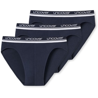 UNCOVER by SCHIESSER Herren Slips im Pack - Vorteilspack, Rio Slip, Serie "Uncover", Logobund Dunkelblau L 3er Pack (1x3P)