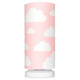 Lamps & Company Nachttischlampe Kinder, süße Wolke Lampe ideal als Kinderzimmer Deko Mädchen und Babyzimmer deko, Tischlampe rosa und weiß mit Wolkenmuster, einzigartige Leselampe Bett Kinder