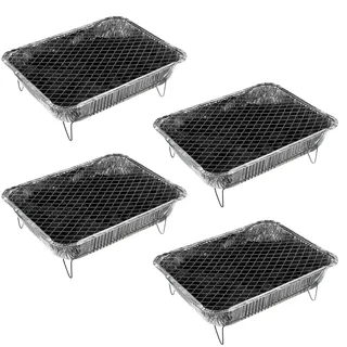 4x Landmann Aluminium Einweggrill Alu Camping Picknick BBQ Einweg Einmal Grill