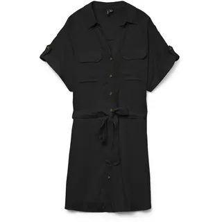 VERO MODA Damen Kurzarm Mini Kleid VMBumpy Short kurzes Hemdkleid mit Gürtel - M