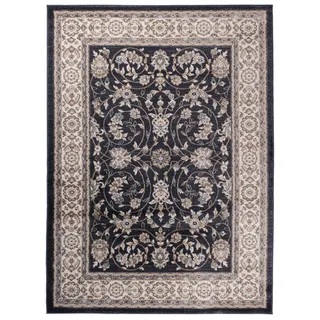Carpeto Rugs Traditioneller Klassischer Teppich für Ihre Wohnzimmer - Anthrazit Schwarz Creme - Perser Orientalisches Antik Ziegler Ornamente Top Qualität Pflegeleicht AYLA 160 x 220 cm Groß