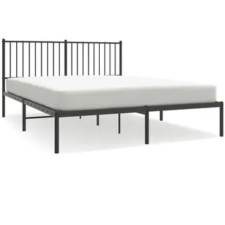 vidaXL Bettgestell mit Kopfteil Metall Schwarz 160x200 cm