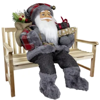 Christmas Paradise Sitzender Weihnachtsmann 45cm Deko-Figur Kantenhocker Santa Nikolaus (Modell Finn)