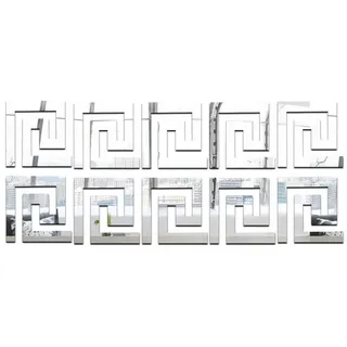 Coonoor 3D-Wandtattoo Selbstklebende Spiegel Wandaufkleber Acry (10 St), Wandabziehbild Spiegel Set für die Wand Wohnzimmer Schlafzimmer silberfarben