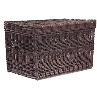 e-wicker24 Weidenkorb zur Aufbewahrung von Gegenständen und als Wäschekorb oder Spielzeugkorb geeignet Wäscheschrank Truhe für Wäsche Wäschepuff aus Weide geflochten (Dunkelbraun)