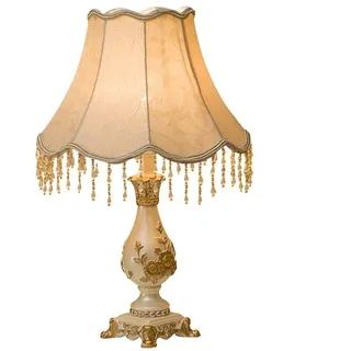 SANLAIHGJY Tischlampe in europäischen Stil Hochzeit Schlafzimmer Nachttischlampe Tischlampe Nachttischlampe Dimmen Glühbirne weiß-Gold