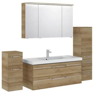 Pelipal Badezimmer Balto, Eiche, Holzwerkstoff, 5-teilig, 9 Fächer, 2 Schublade(n),insgesamt: 5 Schublade(n) Schubladen, 183 cm, Made in Germany, hängend, Typenvielfalt, Badezimmer, Badmöbelsets & Badmöbelserien, Badmöbel-Sets