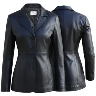 German Wear Ledermantel Trend 424C Schwarz Damen Ledermantel Jacke aus Lamm Nappa Leder Schwarz S