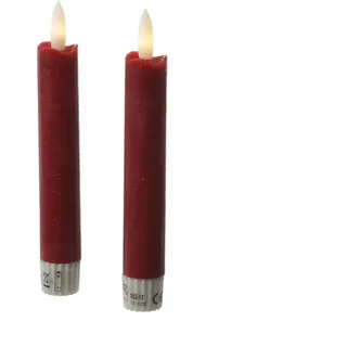 MARELIDA LED Stabkerzen Tafelkerzen Dinner Spitzkerzen rustikal H: 15cm rot 2St