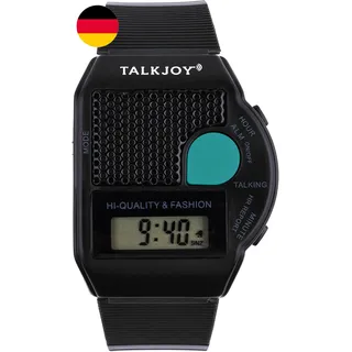 Sprechende Armbanduhr Sprachfunktion Uhrzeit Ansage Zeitansage (Schwarz) Wecker