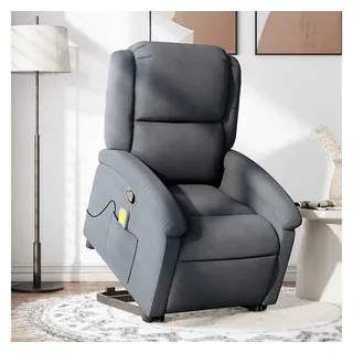 vidaXL Massagesessel mit Aufstehhilfe Samt 144,5 x 82 x 0 cm Dunkelgrau mit Fernbedienung