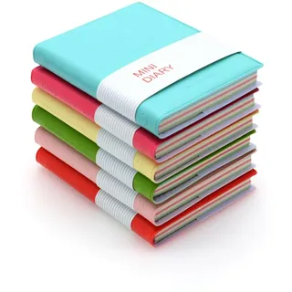 QUMENEY 6 STÜCKE Mini Klein Notizbuch Tragbares Tagebuch Notizbuch Personalisiert Memo mit PU-Lederhülle 10,5 x 8 cm/4 x 3 Zoll, 100 Seiten