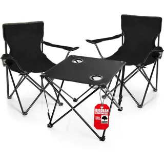 BigDean Campingstuhl Set Faltbar Schwarz