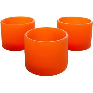 Alpenglück Teelichthalter Silkylight Minis 3 Stück, 5cm ORANGE. Windlicht Teelichtglas Kerzenglas aus Silikon Partydeko 3er Set, 1002-5-70