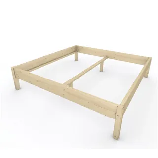TUGA-Holztech Massivholzbett Holzbett Naturholzbett 200 x 200 cm 48 cm Bettgestell ohne Kopfteil, Br 70 80 90 100 120 140 160 180 200 Lg 200 220 H=38/48/58 cm 200 cm x 200 cm x 48 cm