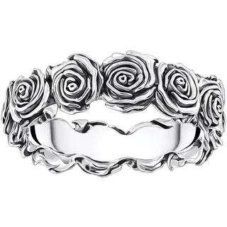 Thomas Sabo Fingerring THOMAS SABO "Ring Midnight Rose" Gr. 62, silber (silberfarben), Fingerringe, Damen, 62, Silber 925 (recycelt), 5,5mm, Fingerring