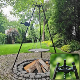 GUSTAV DREIBEIN SCHWENKGRILL Grillrost 60 cm aus Edelstahl mit Kurbel