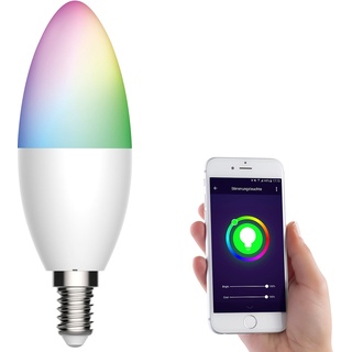 WLAN-LED-Kerze, E14, RGB-CCT, 5,5 W (ersetzt 40 W), 470 lm, App